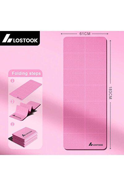 Choice 183x61x0.4cm Pink 4mm Thick TPE Foldable Yoga Mat Easy to Store Travel...