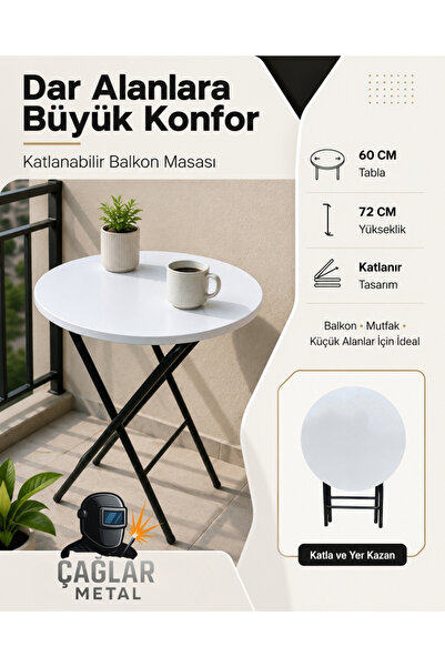 çağlar metal Yuvarlak Masa 60 cm Çap 72 cm Yükseklik | Kafe ve Ev Masası | Ba...