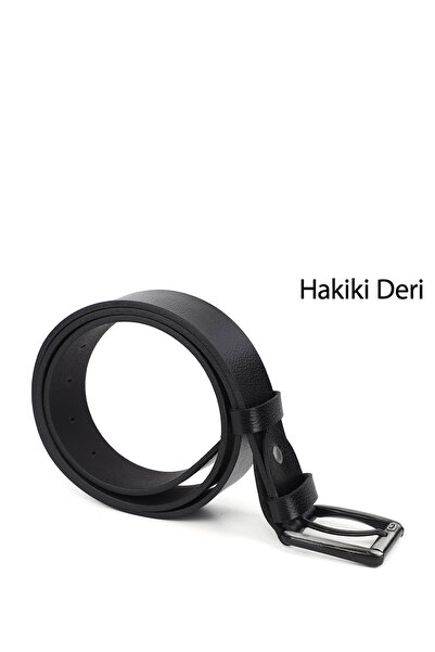 GÖNDERİ(R) Erkek Siyah Hakiki Deri 4 Cm Kot Kemeri