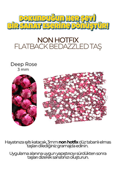Brextco Store 1000 Adet 3mm Rhinestone Boncuk | Flatback Süsleme Taşı | Non-H...