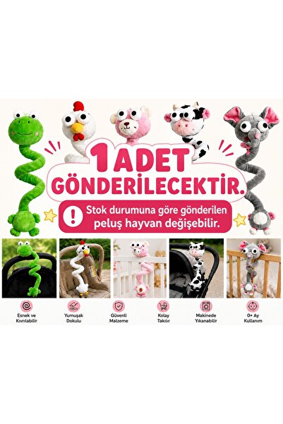 bilmel Kıvrılabilir Peluş Hayvan Araba Aksesuarı - Sevimli Hediye Araba Süsü - Araba İçin Charm - 1 Adet - Stok Durumuna Göre Gönderilir