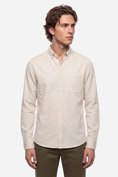 Mudo Men's Beige Regular Fit Long Sleeve Shirt