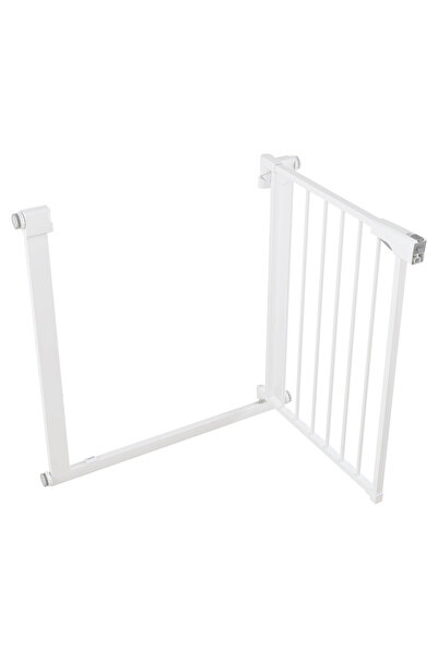 MAPROFI Poarta de Siguranta pentru Copii si Animale 90°, 76 x 75-82 cm, Protectie pentru Scari, Double Lock, Metal Vopsit, Deschidere 90° cu Auto-Inchidere, Alb