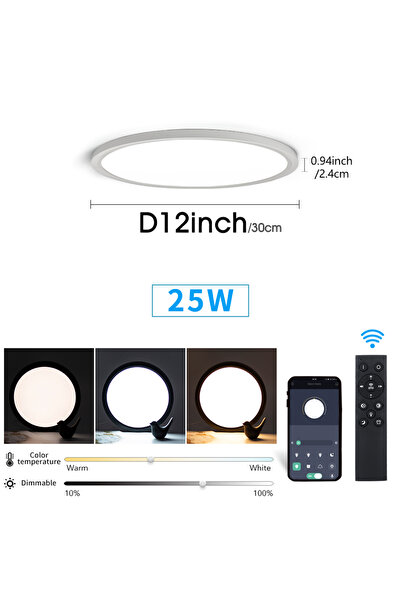 Choice 25W-White Smart Ceiling Lights 0.94 Inch Remote APP Control Ultra Thin...