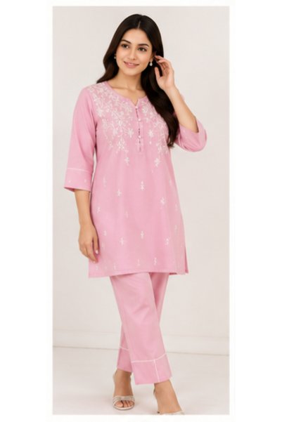 6TEEN Women's Hana Pink Embroided 2-piece Suit