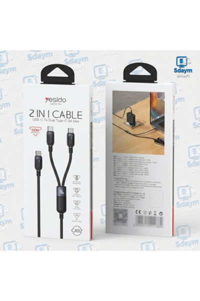 Yesido CA 92 Charging Cable, 100W and 5A, USB-C / Type-C to Dual Type-C Ports...