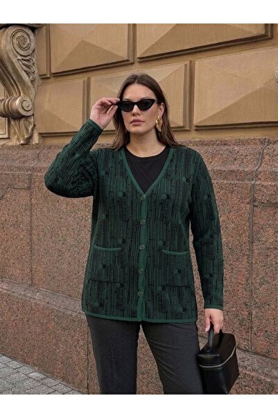 onno style women سترة كلاسيكية منسوجة بأزرار ونقشات