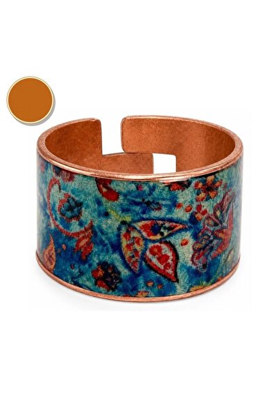 Erol Bakır White tulip design thick copper ring, adjustable