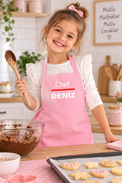 EURO DAY Çocuk Mutfak Önlüğü 1-5 Yaş Kişiye Özel Baskılı Chef Deniz