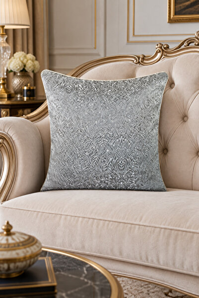 VISIONARIO Cushion Cover Patterned Jacquard - Double-Sided Piping 45X45 cm Li...