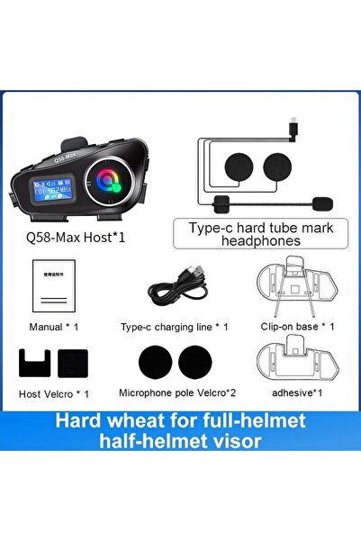 choice2 1PC Hard Mic Q58-MAX Motorcycle Helmet Bluetooth Headset Intercom LED...