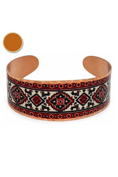 Erol Bakır White colored tulip thick copper bracelet, wide form