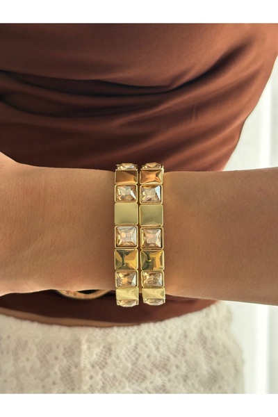 LioraJewellry Kare Taşlı Lastikli Porselen Bileklik
