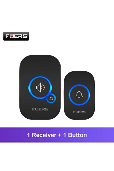 Choice4 جرس باب لاسلكي أسود اللون من نوع Fuers، مقاوم للماء، مزود بخاصية التر...