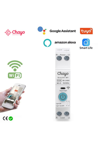 Choice1 White No metering 32A Tuya WiFi Smart Circuit Breaker 1P 63A DIN Rail...