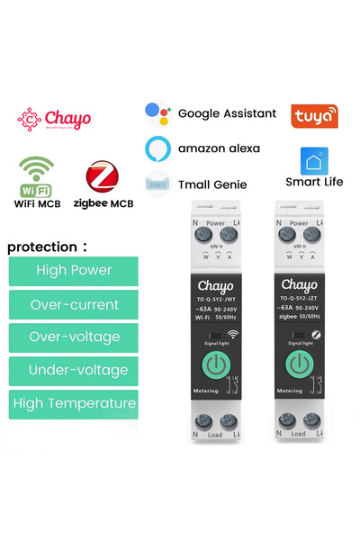 Choice WiFi 1-63A TUYA WiFi/ZigBee MCB Smart Circuit Breaker Over Current Und...