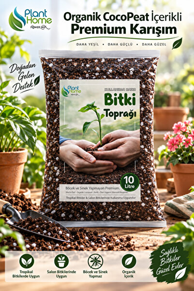 plant-home 10 Litre Kullanıma Hazır Bitki Toprağı - Salon Bitkileri ve Tropik...