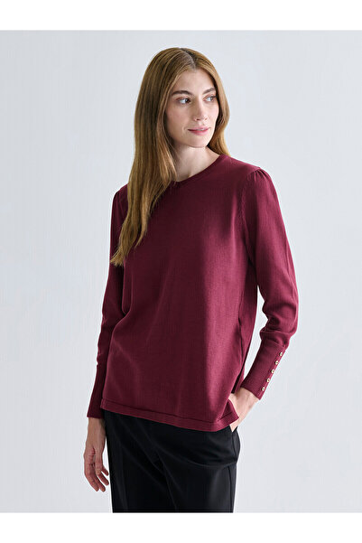 LC Waikiki Nevavm Lcw Grace Burgundy V-Neck Women's Knitwear Sweater with a D...