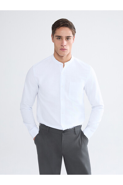 LC Waikiki Lcwaikiki Classic White Regular Fit Hakim Collar Long Sleeve Men's...