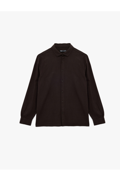 Koton Regular Fit Cotton Long Sleeve Classic Collar Shirt