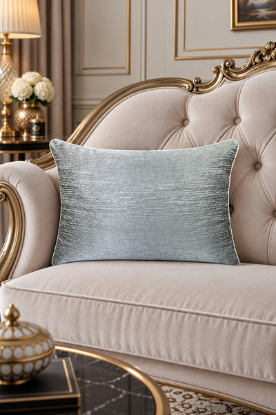 VISIONARIO Cushion Cover Plain Jacquard - Double-Sided Piping 35X50 cm Light ...