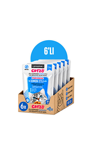 Somon Etli Yetişkin Kedi Yaş Maması 85 g – 6'lı Paket