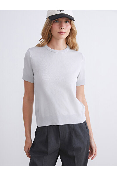 LC Waikiki Nevavm Xside Gray Oval Collar Women's Knitwear Sweater with Differ...
