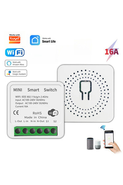 Choice1 2pcs 16A Wifi Smart Switch Smart Home Light Switches Module 2 Way Con...