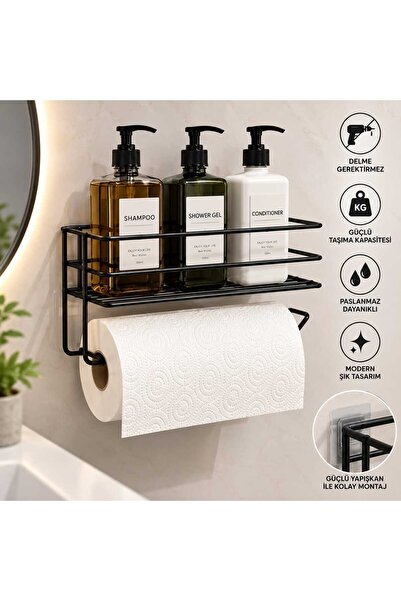 ESMANA LIVING Yapışkanlı Raflı Kağıt Rulo Havluluk Peçetelik Banyo Mutfak Düz...