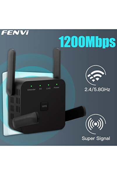 Choice European standard FENVI 5Ghz AC1200 WiFi Repeater 1200Mbps Router Blac...