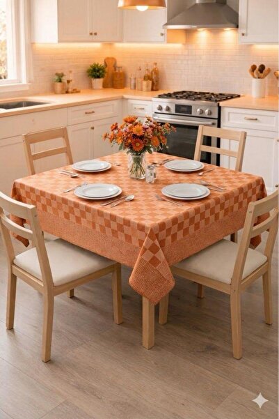SUNDOKU HOME Damalı Kenar Bordürlü Masa Örtüsü 140x140 cm Sofra Bezi,Piknik Ö...