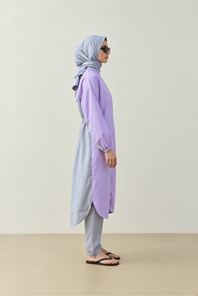 QANU Double Color Hijab Swimsuit Top Lilac-Grey