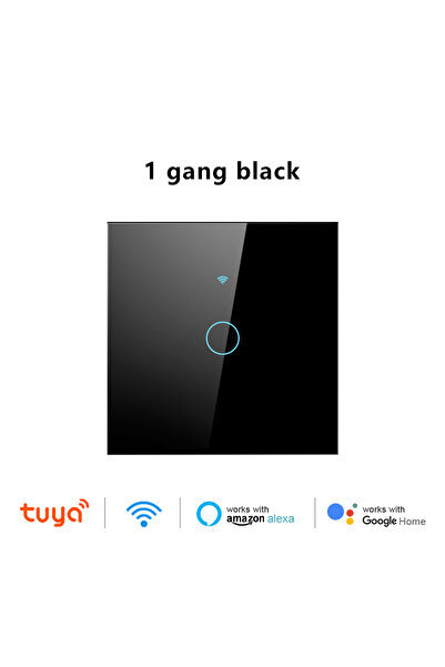 Choice3 1 Gang (Black)-EU WIFI Wok with Tuya Smart Touch Light EU Switch Wire...