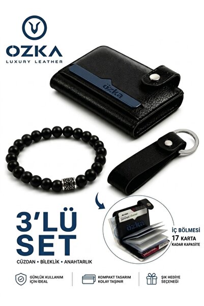 Ozka Leather Collection Kartlıklı Cüzdan - Anahtarlık Ve Bileklik Hediye