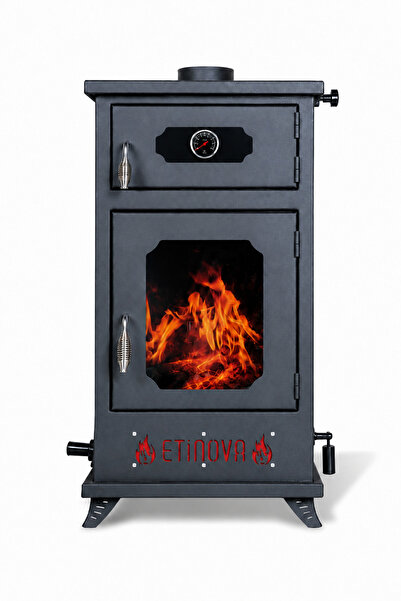 etinova Eti-B7 Büyük Üç Tarafı Camlı Fırınlı Şömine Tipi Pelet Soba