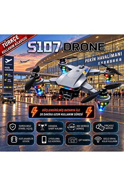 ROSE TEKNOLOJİ S107 KATLANABİLİR 4K HD 2 KAMERALI FPV CANLI GÖRÜNTÜ 2 BATARYA...