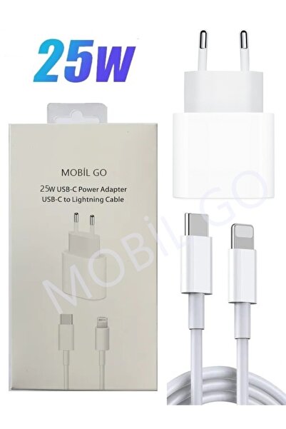 MOBİL GO iPhone Tüm Serilerle Uyumlu Hızlı Şarj Aleti Adaptör + Kablo 6 6S 7 ...