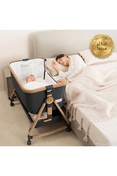 Baby سرير أطفال نيكست تو مي قابل للطي هزاز وثابت بارتفاع قابل للتعديل، وضعية ...