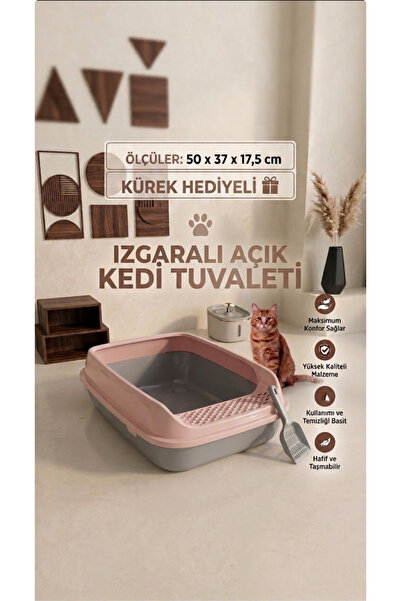 Orgakitty Izgaralı Açık Kedi Tuvaleti ve Kürek Seti 50cm x 37cm x 17,5cm H
