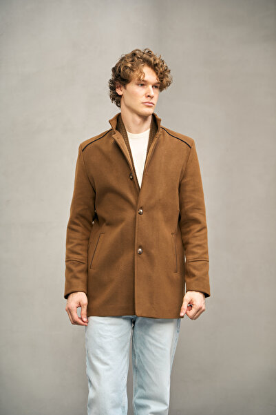 RUVEN TEKSTİL High Collar Ezel Shawl Collar Cashmere Coat