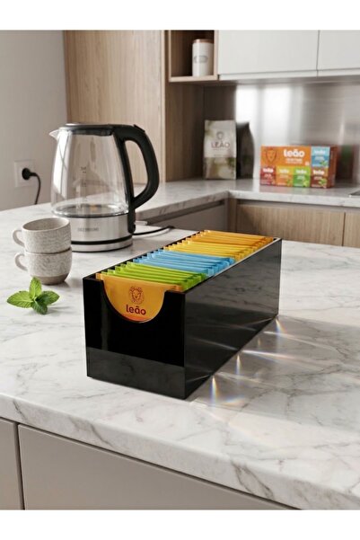 Trend Pleksi Tea Bag Stand (4 Compartments Black)