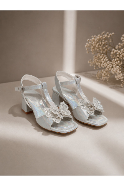 Mini Angel Girls' Heeled Shoes with Butterfly Detail, Glittery, Stylish, New ...