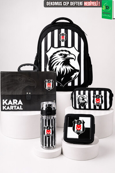 Beşiktaş Licensed 3D Eagle Large Size School Bag, Folder with Handle, Pencil ...