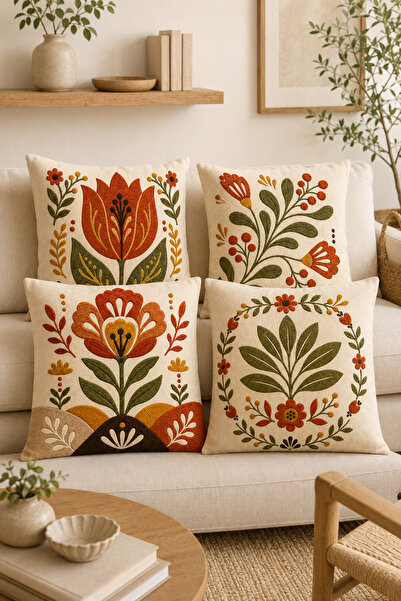 stellahomes Bohemian Floral Patterned Embroidery-Looking Digital Printed Deco...