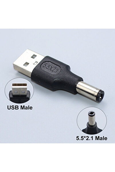 Choice9 قطعتان من محول طاقة C JCD DC بقابس 5.5*2.1 ملم إلى USB أنثى/ذكر، مقبس...
