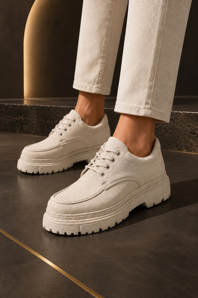 Mhoda Shoes Premium Rahat Bağlamalı Makosen Ayakkabı Bej