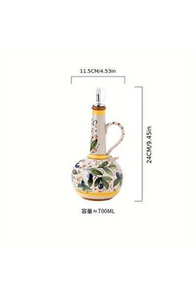 choice2 Olive BPA-Free Olive Oil Dispenser Underglaze Embossed Ceramic Oil Vi...