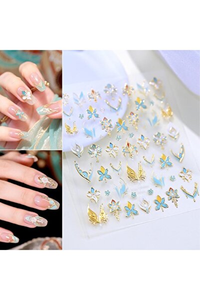 Arabest 5D Chinese Style Aurora Lotus Flower Nail Art Stickers,Self-Adhesive ...