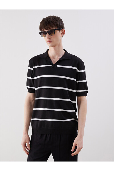 LC Waikiki Nevavm with Difference Xside Black Knitwear Striped Standard & Reg...