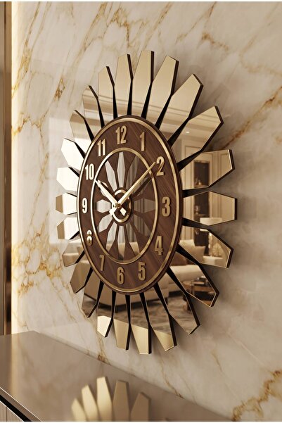 VELAKON MODERN LÜKS DUVAR SAATİ AHŞAP&PLEKSİ 50*50 CM SESSİZ AKAR MEKANİZMA